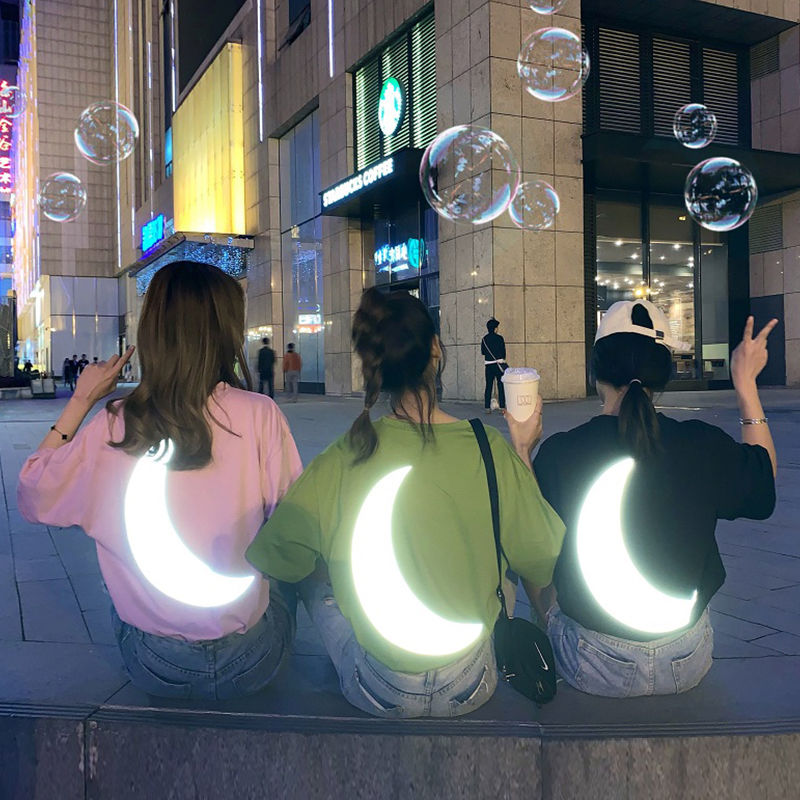 Reflective Moon Oversized Imported Girlfriend Tee