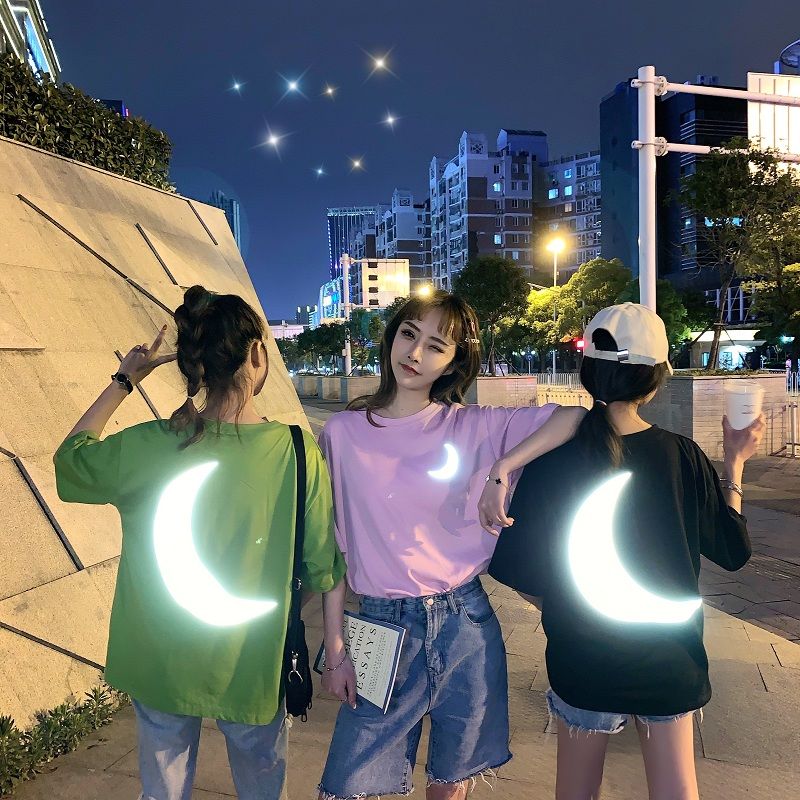 Reflective Moon Oversized Imported Girlfriend Tee