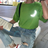 Reflective Moon Oversized Imported Girlfriend Tee