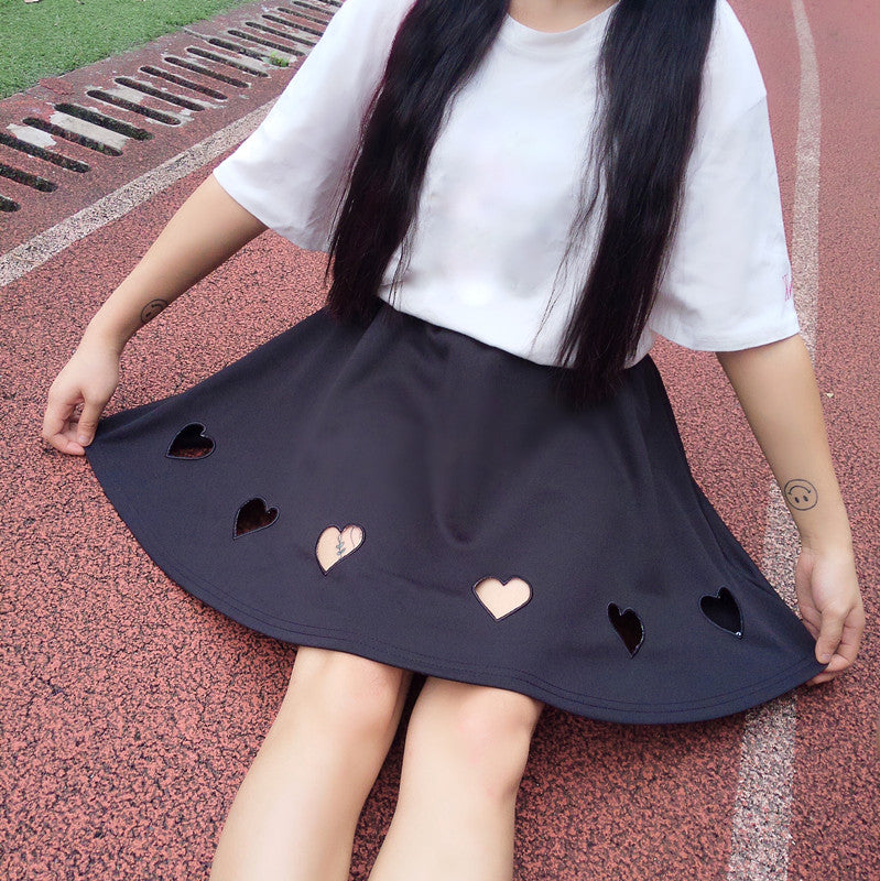 Hollow Heart Mini Skirt