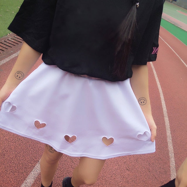 Hollow Heart Mini Skirt
