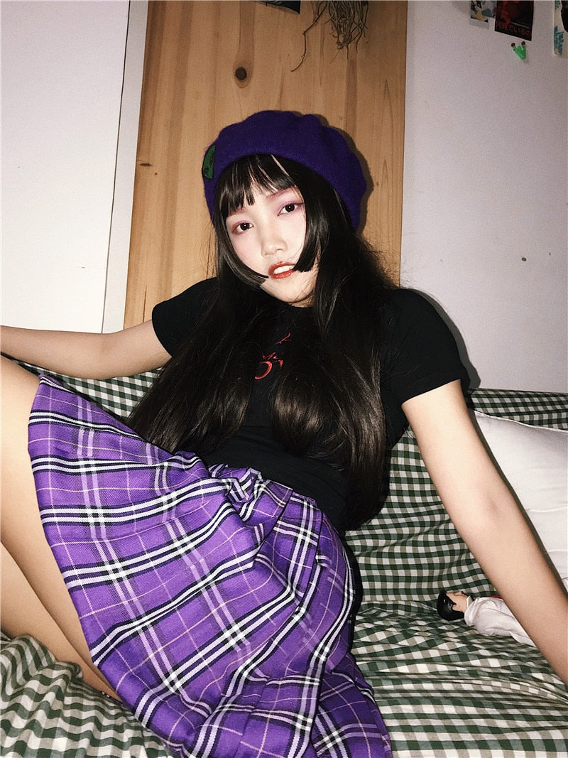 High Waist Pleated School Skirt